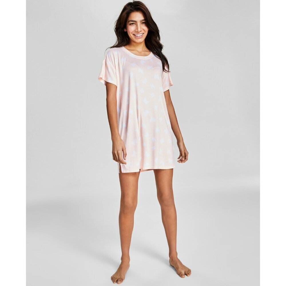 Jenni Intimates‎ Womens Size XXL Short-Sleeve Butterfly Printed Sleepshirt Peach